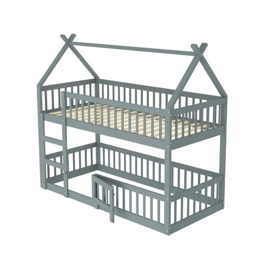Wood Frame Family Loft Bed Stable Base Bunk with Ladder Falling Protection Strong Baby Cot Load Bearing Bedroom Furniture