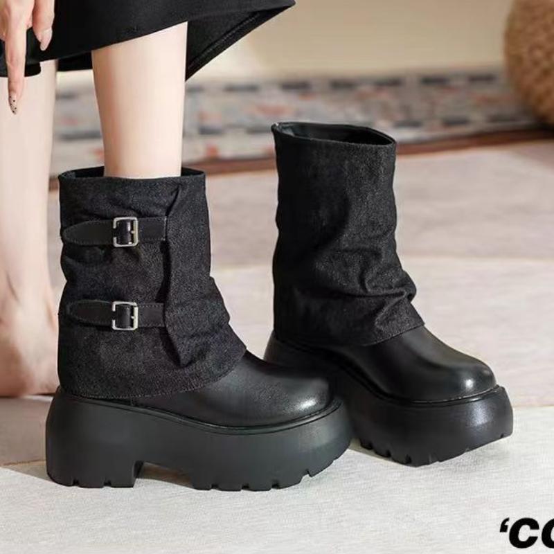 Fashion Women Ankle Boots Platform Chunky Denim Fashion Shoes Designer 2025 Winter New Trend Gladiator Boots Woman Botas Mujer Zapatos