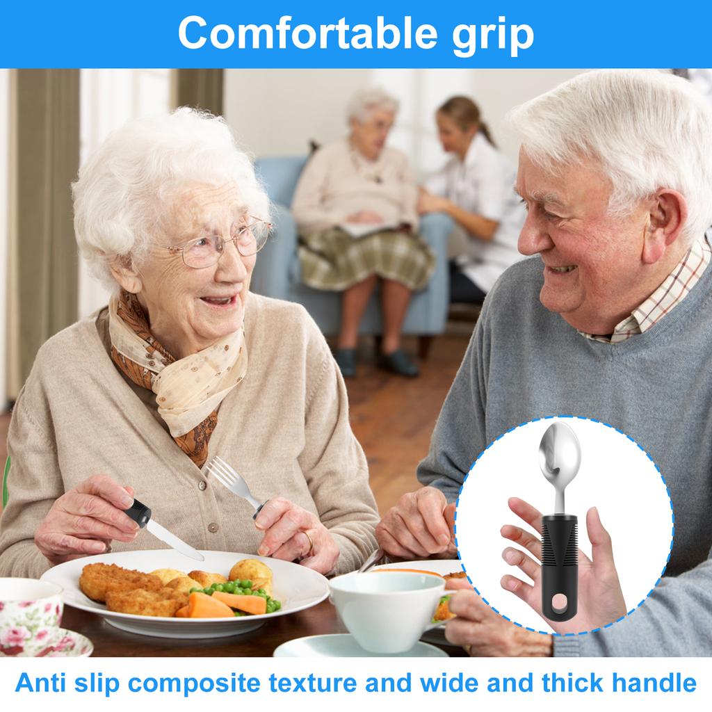 Kitchen Utensil Set Stainless Steel Bendable Cutlery Sets Easy Grip Eating Aid Flatware Dishwasher for Adults Trembling Hands