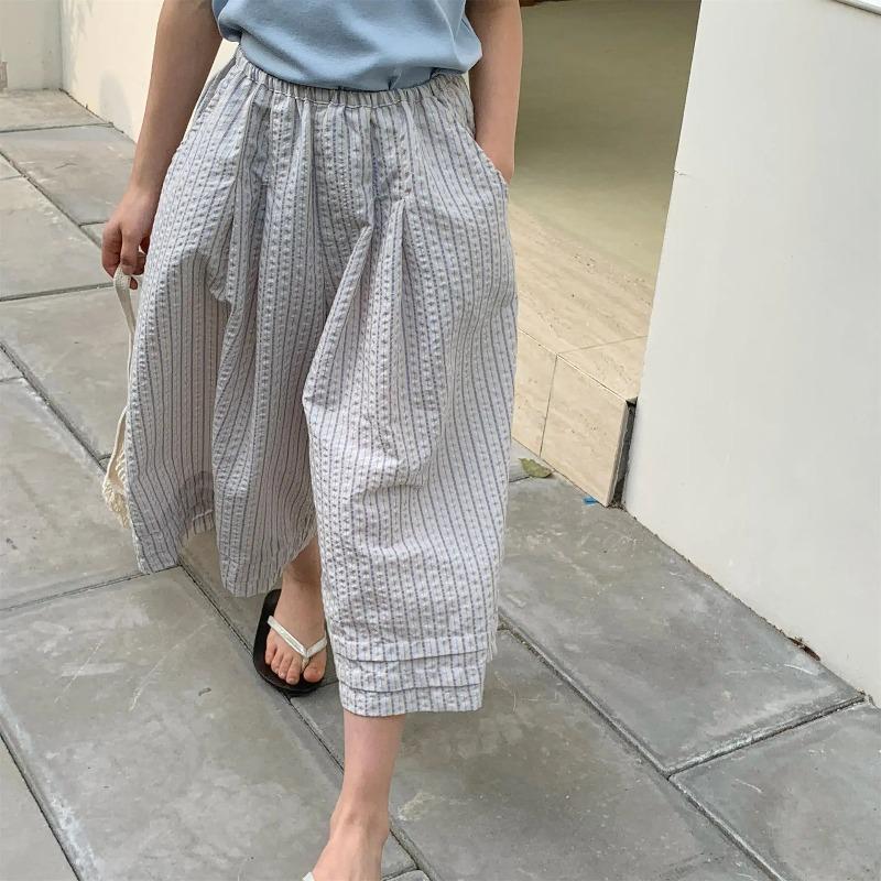 Mädchen Sommer Leinen Mückenschutz Caprihosen Koreanischer Stil Atmungsaktiv Elastischer Bund Kleinkind Kinder Outdoor Kleidung