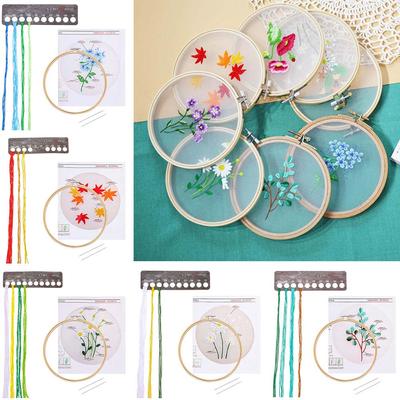 DIY El Sanatları Dikiş Aksesuarları Çiçek Nakış Nakış Çember İğne Yumruk Çapraz Dikiş Kiti