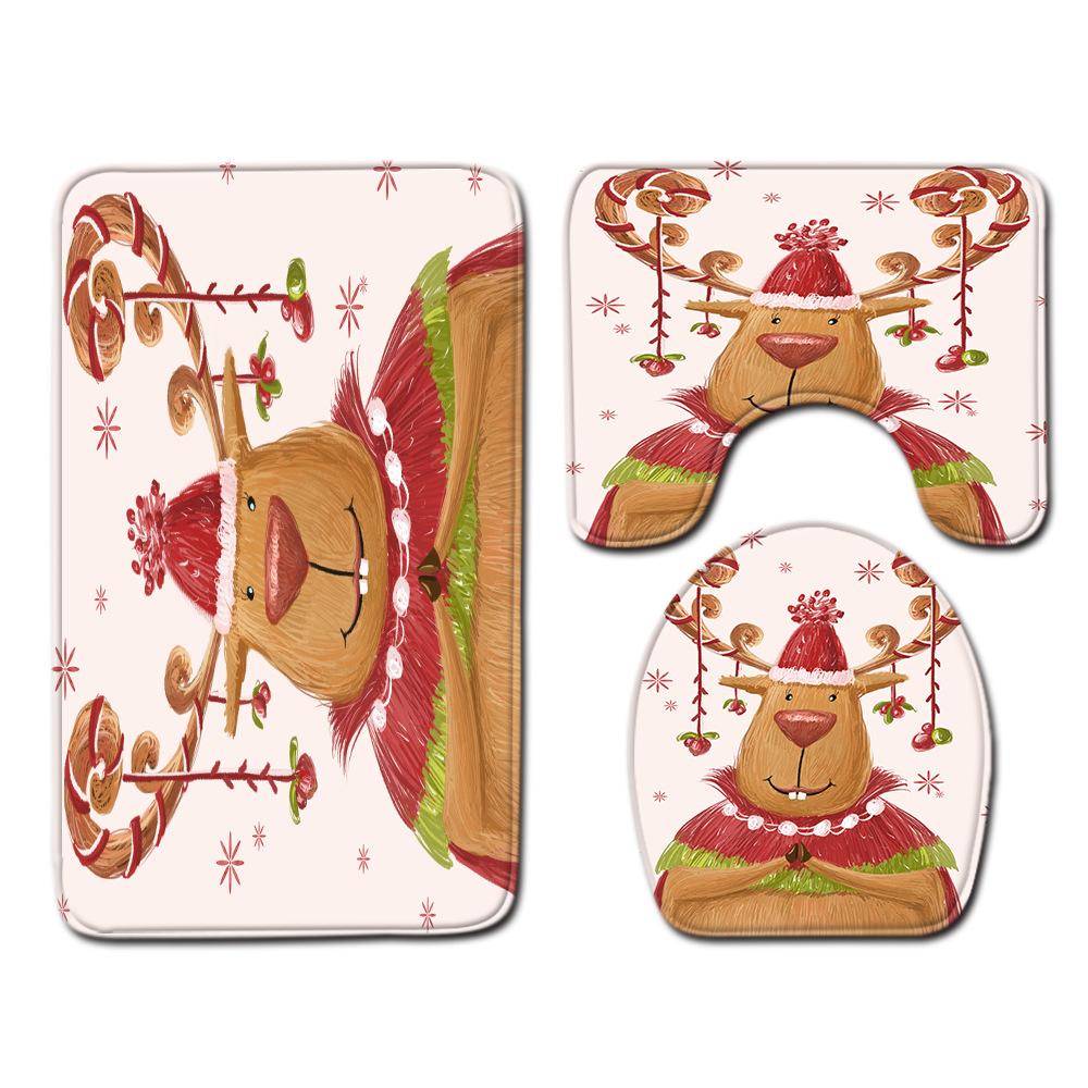 

Рождественский коврик для ванной, туалетный трехпредметный набор 45cmx75cm