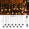 Solar LED Star and Moon Curtain String Lights for Outdoor Waterproof Decoration
