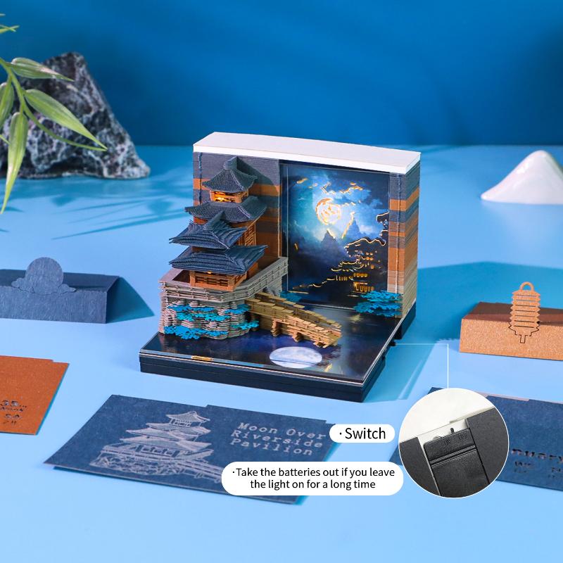 Zeitstück Kalender 2027 Schreibtischkalender Mit LED-Licht 3D Abreißkalender Papier Schnitzkunst Notizblock Notizbuch Geschenk Heimdekoration