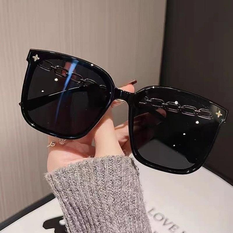 Korean Version Sunglasses Men Women Fashion Sunglasses Sunscreen Sunglasses Big Face Slimmer Look Anti-Ultraviolet Sunglass