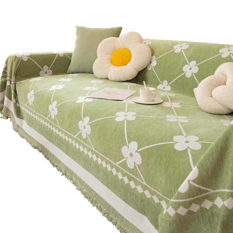 Fresh Four Seasons Universal Leaf Grass Chenille Sofa Towel All-Inclusive Universal Living Room Sofa Cover