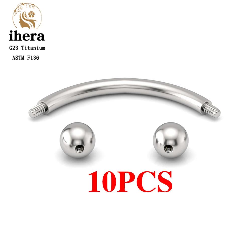 10PCS G23 Titanium Eyebrow Piercing Jewelry Nose Septum Piercing Ring C Rod 16G ASTM F136 Women Labret Lip Stud