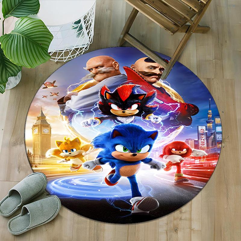 1pc Sonic1 Print Round Carpet Chair Round Carpet Suitable for Bedroom Living Room Home Decorative Carpet