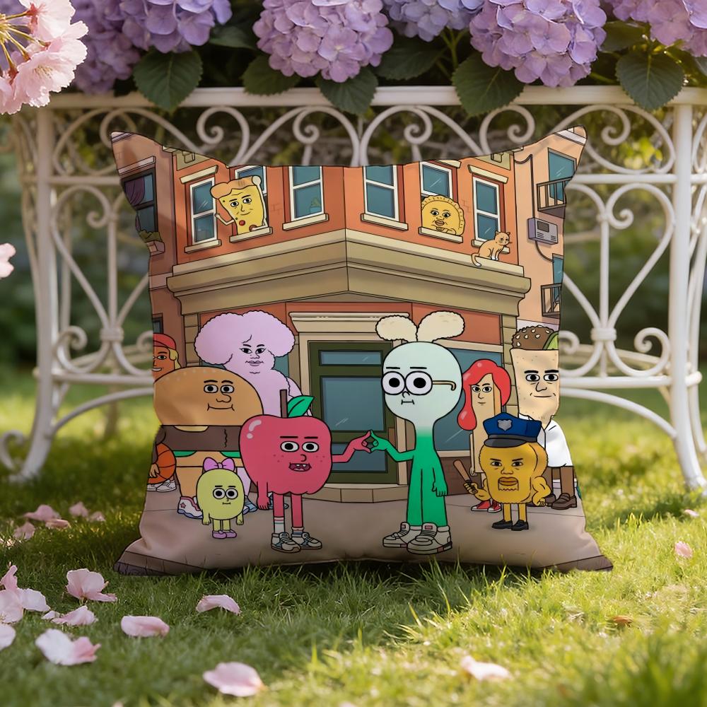 Anime Food A-AppleS And OnionS Cushion Cover Home & Car Dual-Scene Pillow Cover: Reversible for Premium Comfort