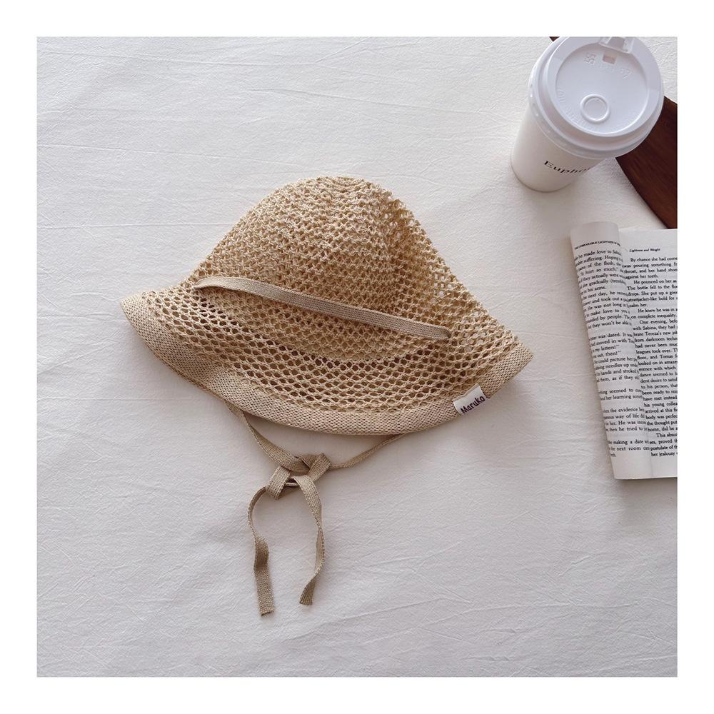 New Summer Kids Sun Hat Sweet Lace Bow Girls Straw Hat with Straps Beach Vacation Children Breathable Fisherman Hat