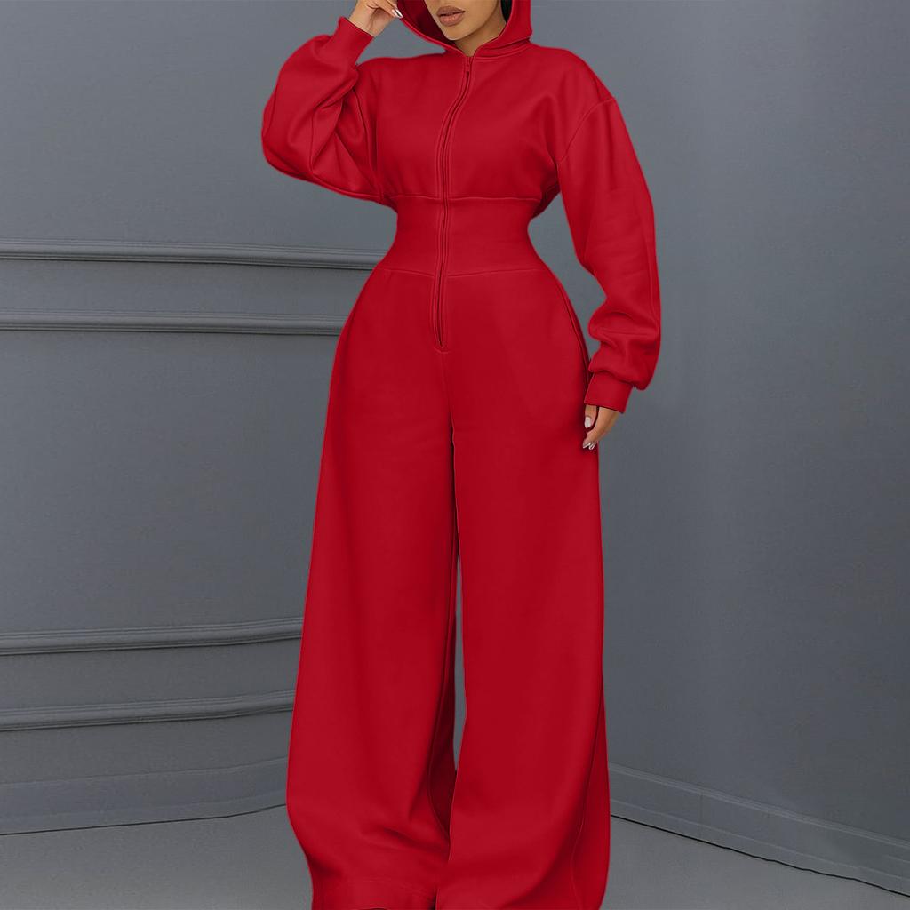 Dámský Ležérní Módní Volný Dlouhý S Dlouhým Rukávem Barevný S Kapucí Kombinéza