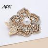 Strong Buckle Brooch Faux Pearl Rhinestone Flower Brooch, Women Girls Retro Floral Lapel Secure Clasp Pin, Decorative Badge Pin for Clothes