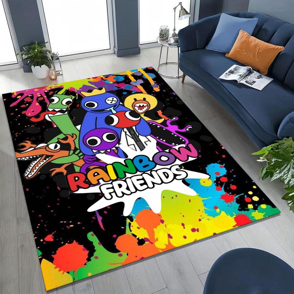 Game 3D R-Rainbow F-Friends Cartoon Art Rug for Bedroom Living Room Sofa Home Doormat Decor,Large Kid Play Non-slip Floor Mat