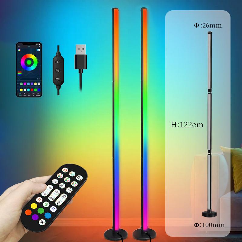 1/2pcs Intelligent Rgb Floor Lamp App Control Music Synchronized Corner Lighting Room Decoration Standing Lights