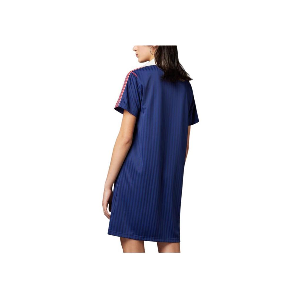 adidas Originals X Arsenal Colaboración Iconos de Terraza Moda Casual Versátil Cómodo Vestido de Manga Corta Vestidos para Mujer Cielo Nocturno JF0565