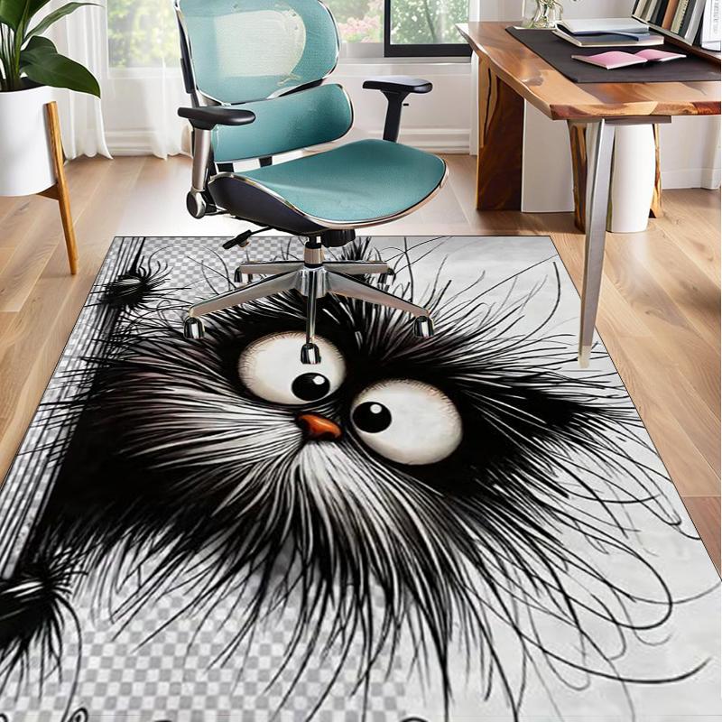 Black Cat In Sunflower Town Office Rug Chair Mat, Game Carpet, Suitable for Front Door, Bedroom, Living Room, Desk, Holiday Gift