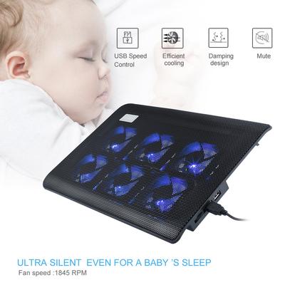 Ultraleiser Laptop-Kühler, verstellbares, schlankes Laptop-Kühlpad mit 6 Lüftern