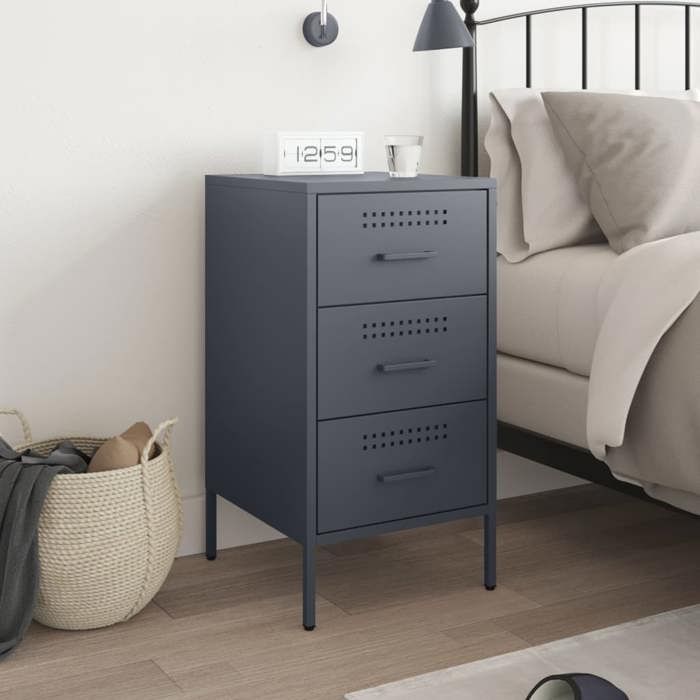 VidaXL Bedside Table, Bedside Cabinet with Legs, Nightstand with Drawers, Bedroom Nightstand, Anthracite 843082