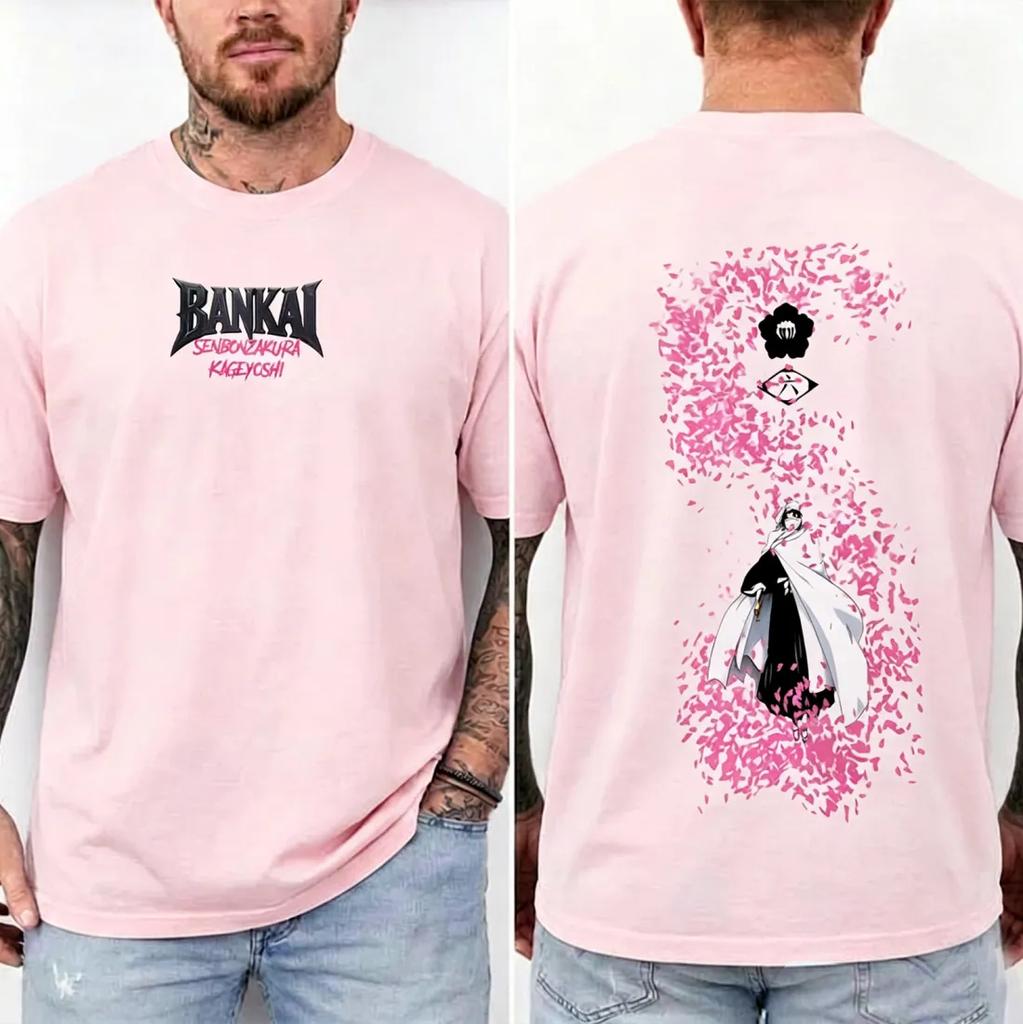 BLEACH Bankai Print Crewneck T Shirt Men Women Oversized Y2k Streetwear Casual Loose Short Sleeved Unisex Female Male Clothing