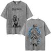 Frieren Himmel Anime Frieren Beyond Journey's End Washed Vintage T-shirt Men's Women Fashion Short Sleeve Cotton Casual T Shirts