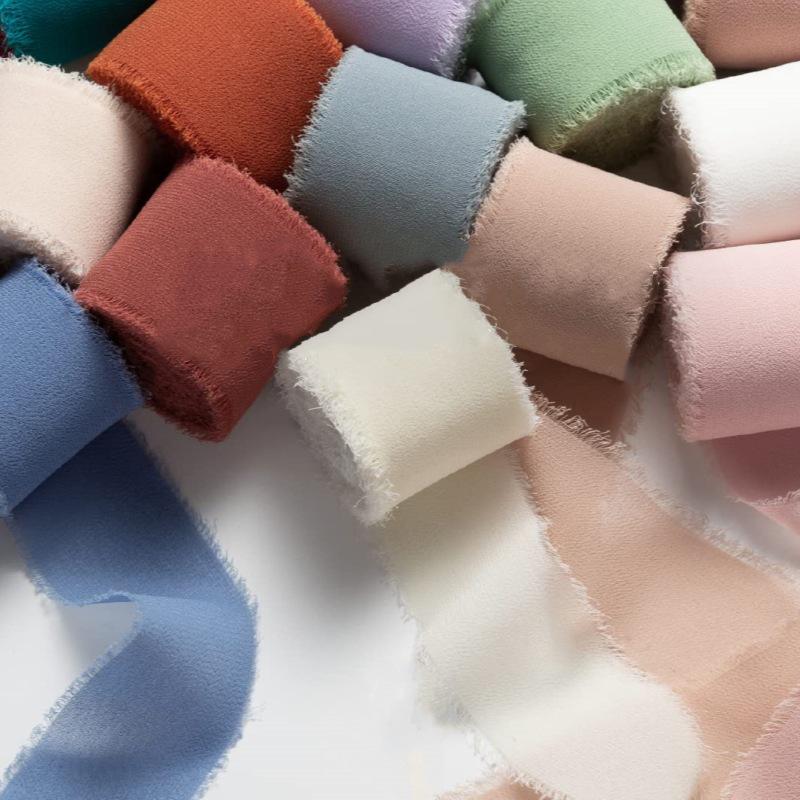 Nastro di Chiffon con Bordo Strappato per Biglietti con Fiori Freschi e Decorazioni per Regali di Matrimonio