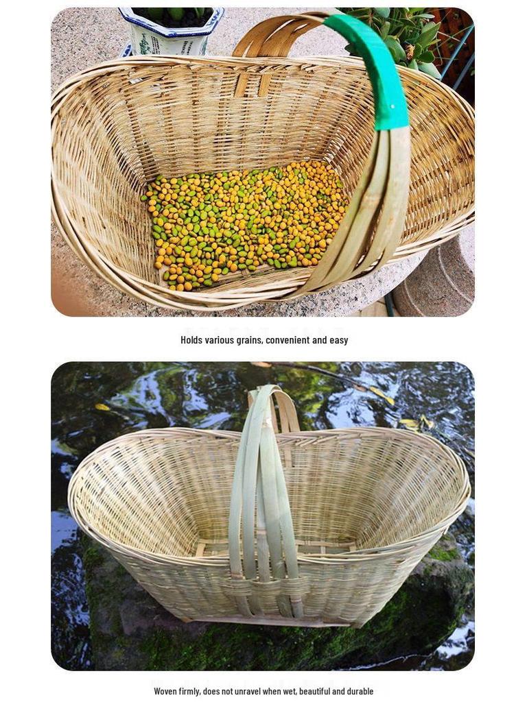 Handmade Bamboo Basket for Fruits, Vegetables, Eggs, and Storage