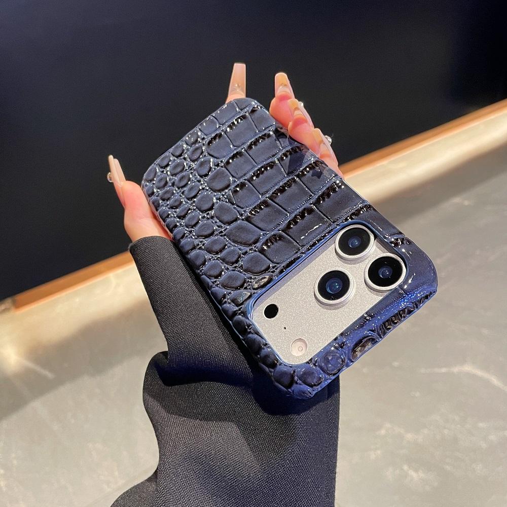 Luxury Advand Glossy Crocodile Skin Pattern Phone Case For iPhone 17 16 15 14 Plus 13 12 11 Pro Max XS MAS XR Protect Cover