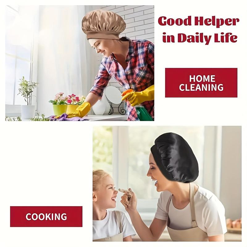 Women Satin Home Hair Shower Cap Comfortable Nightcap Casual Wide-brimmed Sleeping With Elasticated Floppy Band Cap Breathable