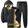 Autumn and Winter Men's Windproof and Warm Suit Outdoor Hooded Warm Jacket and Vest and Warm Casual Cotton Pants Three Piece Set