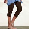 Damen Sommer Spitze Hohe Taille Einfarbige Capri Leggings für den Alltag, Europäisch Amerikanische Mode Dehnbar Basic Hose
