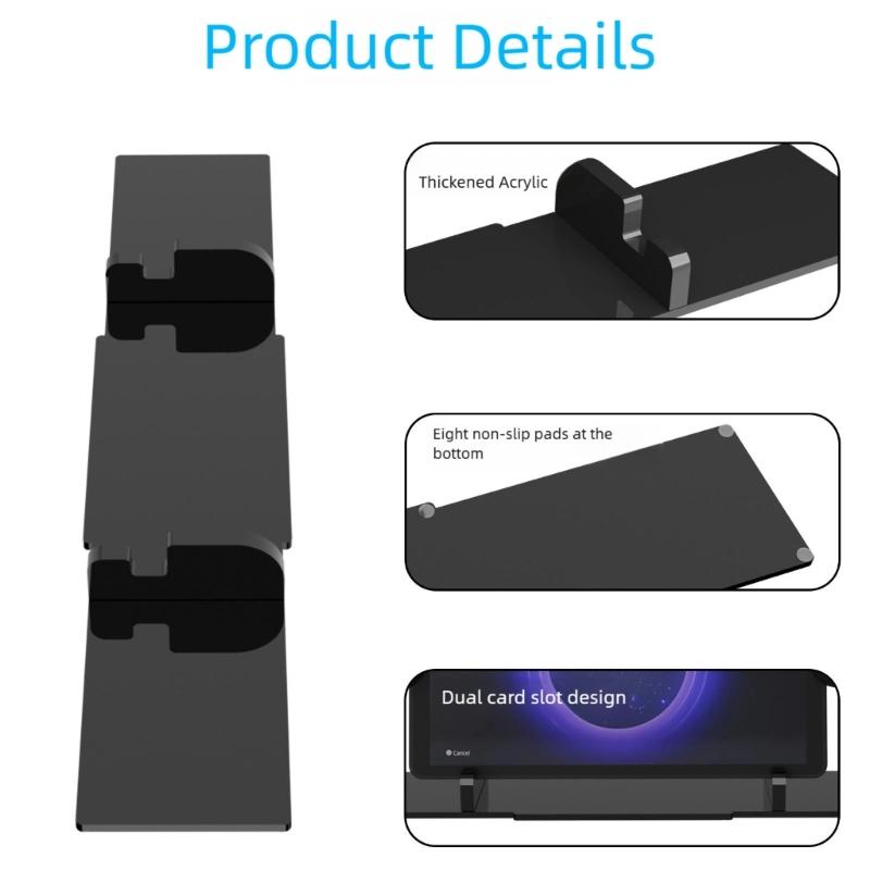 Acrylic Gaming Stand Holder For Remote Player Devices Secure Double Slot Base Compatibility With Tablets And Keypanel