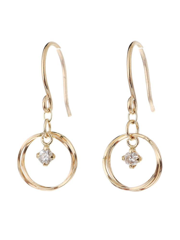 

Diamond 10k Yellow Gold Hook April Sa408 [Four-Leaf Clover] Earrings, Birthstone, Women s