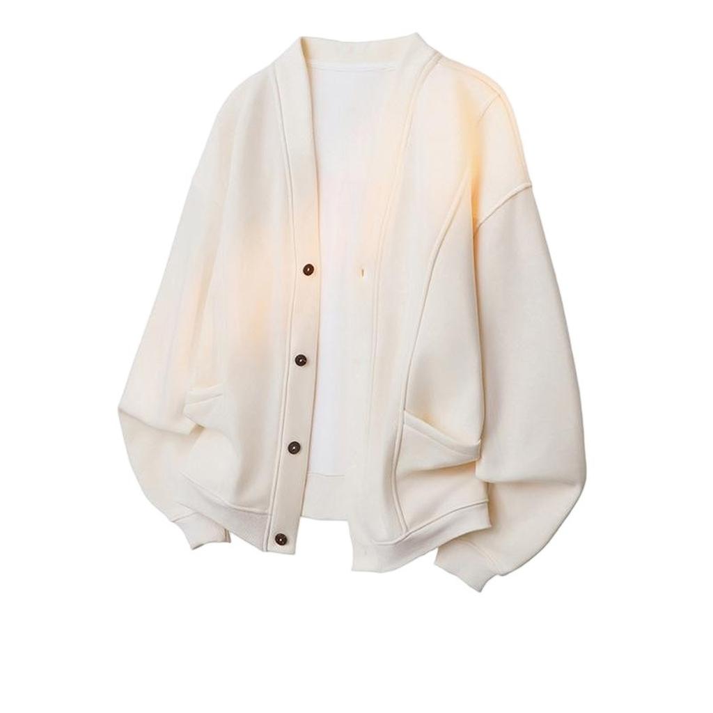 Men's High Street Loose Long-sleeved V-neck Hoodie Fashion Casual Lazy Cardigan Jacket