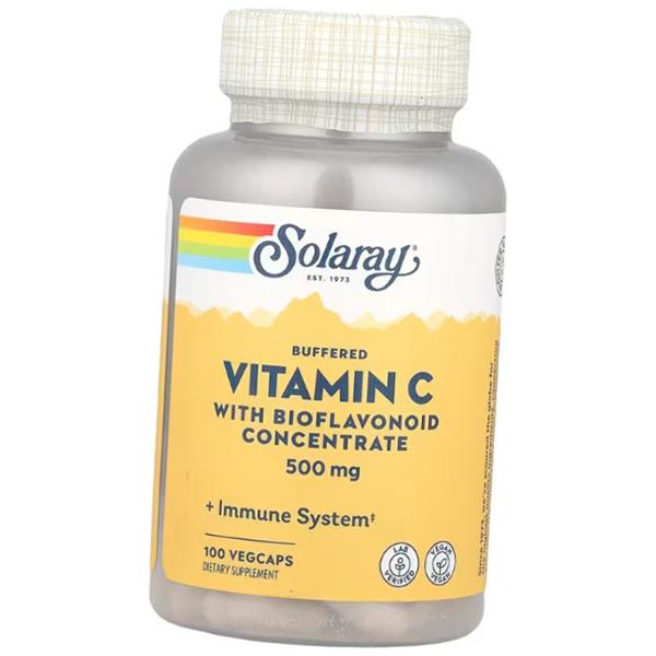 Buffered Vitamin C with Bioflavonoids, Vitamin C with Bioflavonoid Concentrate 500, Solaray  100 Vegcaps (36411091)