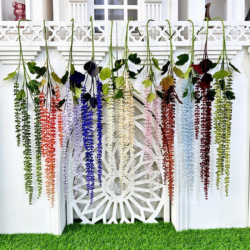 Faux Plant Wall Decor With Senecio Rowleyanus For Home Interior And Photography Use