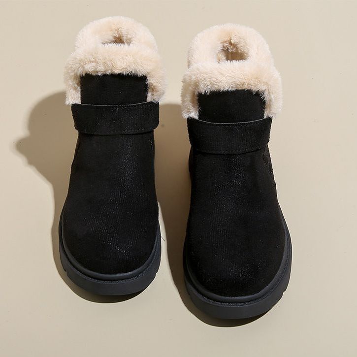 Women's Fur Mouth Large Size Soft Sole Winter Warm Fur One Snow Boots Padded Lined Ankle Boots Non Slip Hiking Casual Sports Cotton Boots