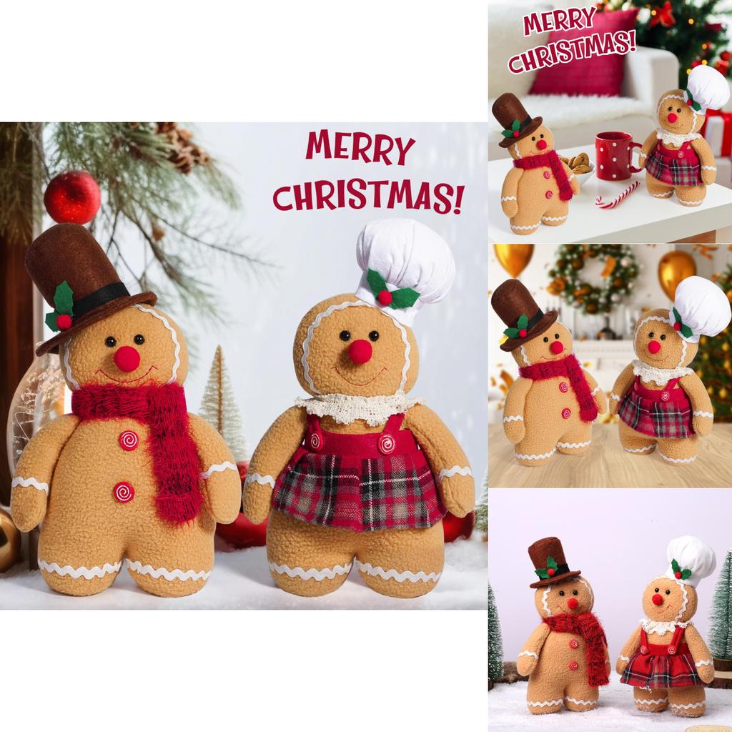 Adorable 2024 Christmas Gingerbread Man Doll Decorative Figure For Festive Holiday Decor