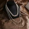 Women Girls Fashion Pearl Camellia Long Milti-layers Necklace Chains Elegant Lady Wedding Party Dress Jewelry Necklaces