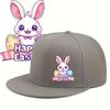Happy Easter Rabbit Egg Print Polyester Baseball Cap Adjustable Snapback Hat for Casual Daily Wear