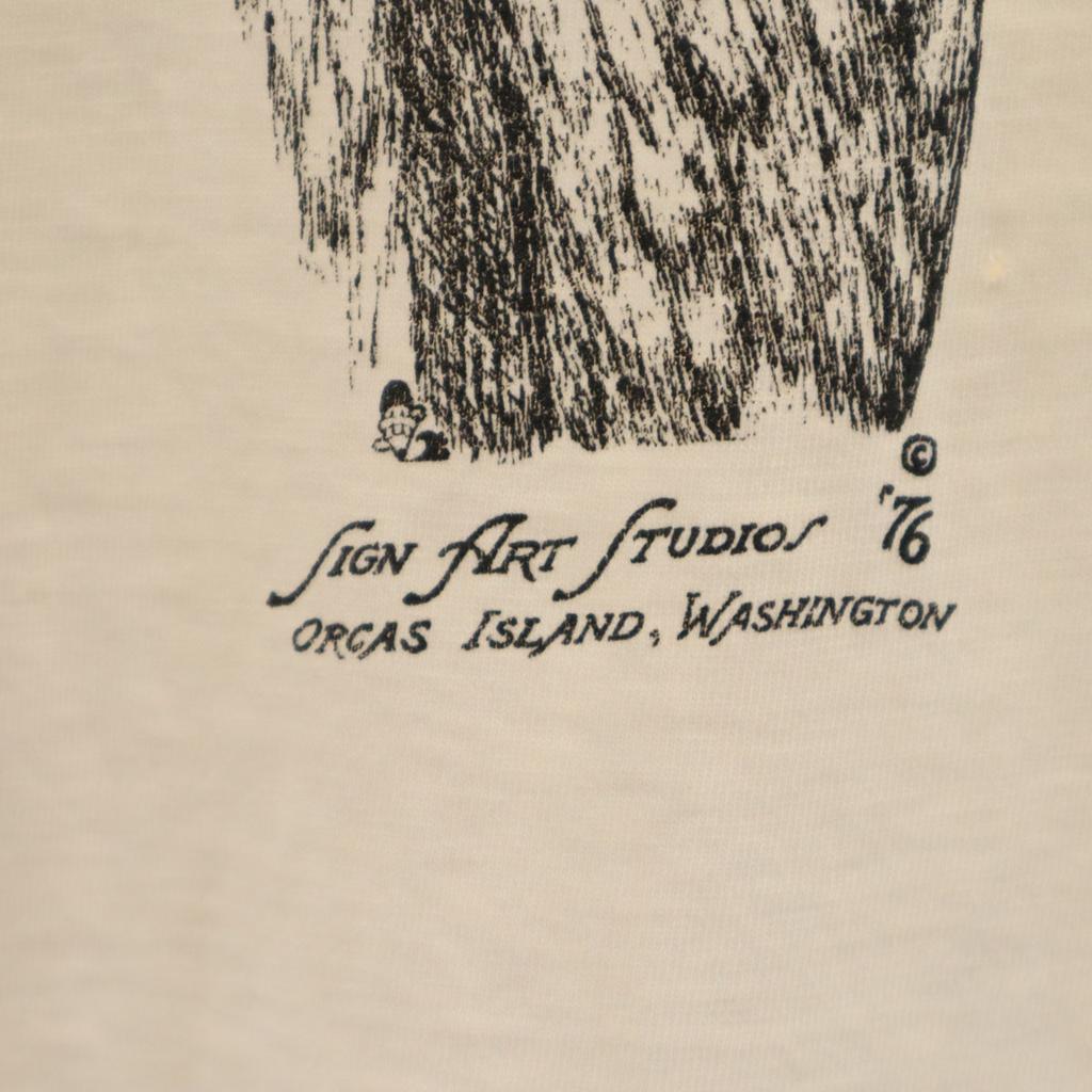 HANES 70s Made In USA Vintage Eagle Print Short Sleeve T-shirt Men's Used