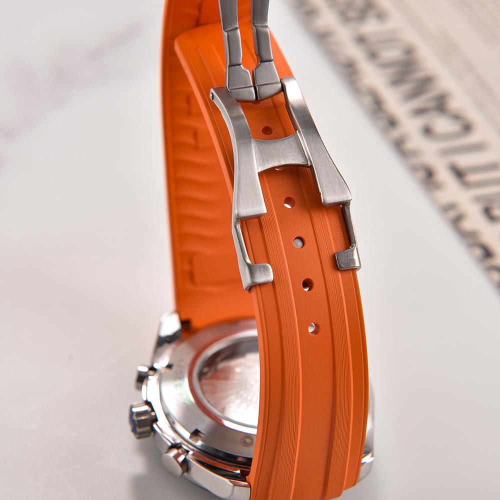 20mm New Soft FKM Fluorous Rubber Curved End For Omega Strap For Seamaster 300 Diving Belt Fold Buckle Replacement Watch Band