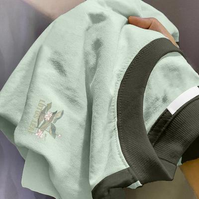 Жіноча літня вільна бавовняна футболка Китайський стиль Контрастний колір Топи з коротким рукавом