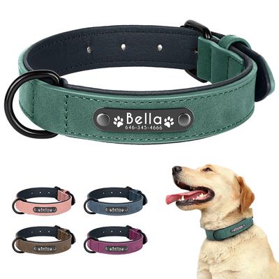 Gepersonaliseerde PU Lederen Hondenhalsband Duurzame Hondenhalsbanden Gratis Gegraveerde Huisdiernaam Pootvorm Halsketting Zacht Gevoerd voor Kleine Grote Honden Mopshond