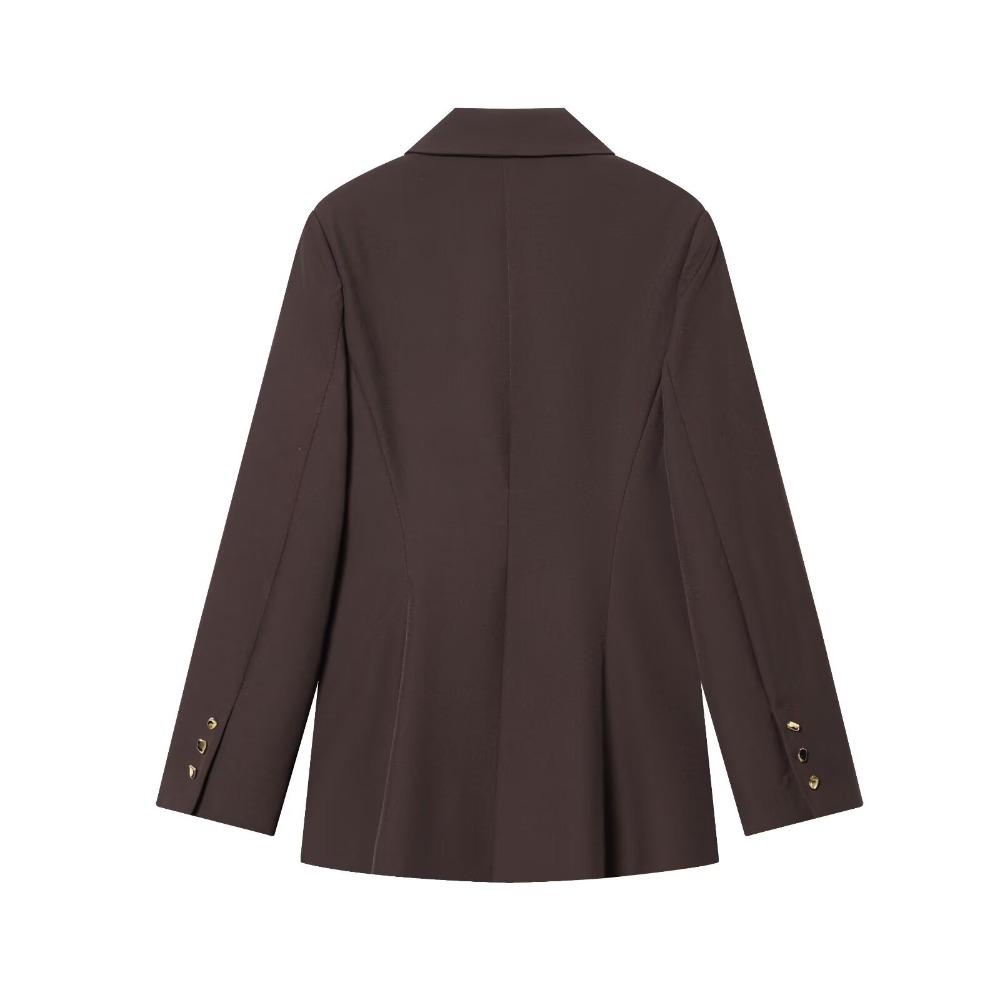 Completo Elegante da Donna Due Pezzi con Blazer a Risvolto Cinturato e Pantaloni a Gamba Larga