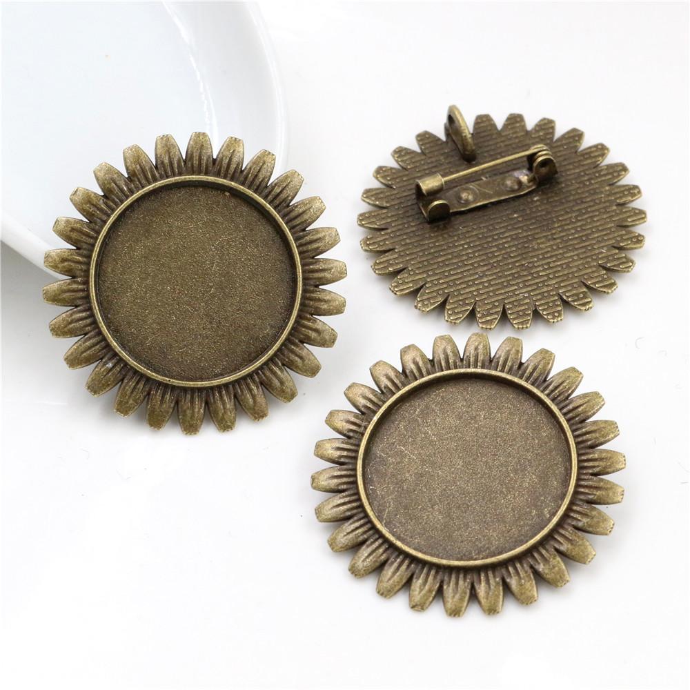 New Fashion 5pcs 25mm Inner Size Antique Silver Plated and Antique Bronze and Antique Gold Color Brooch Cabochon Base Setting