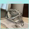 Chic Silver Chain Strap Bag For Women Soft Fabric Casual Fashionable Daily Accessory