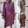 Autumn and Winter Floral Lantern Long-sleeved Chiffon Dress