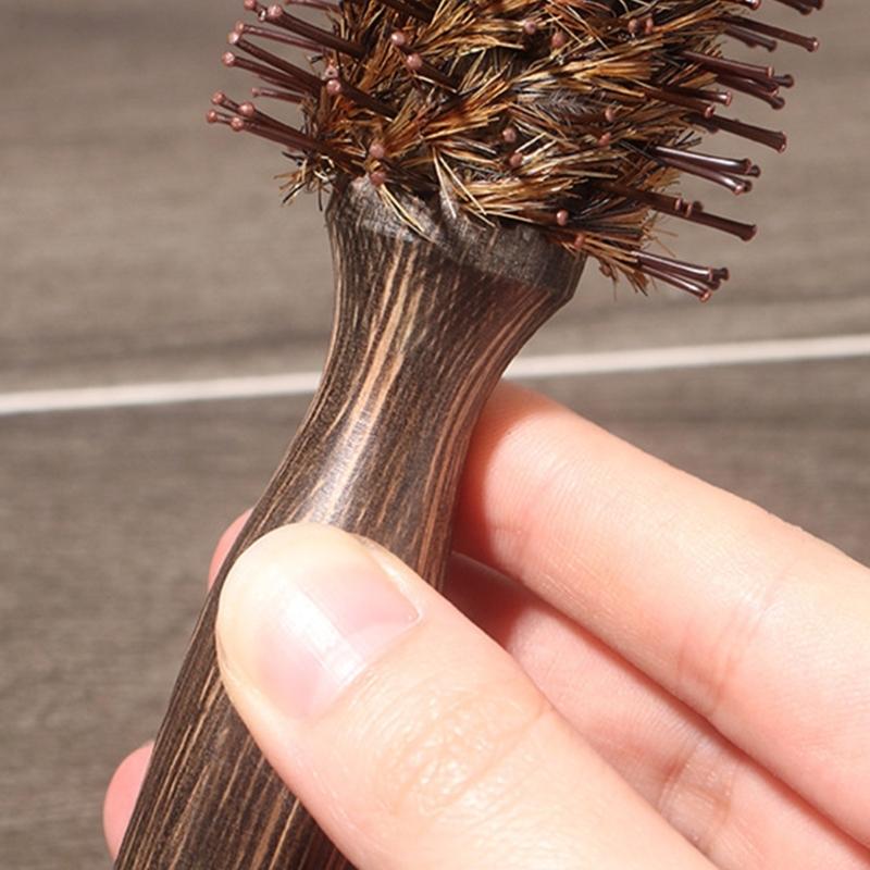 Small Round Hairbrush with Boar and Nylon Bristles Perfect for Blow Drying and Styling Short Thin Fine Hair