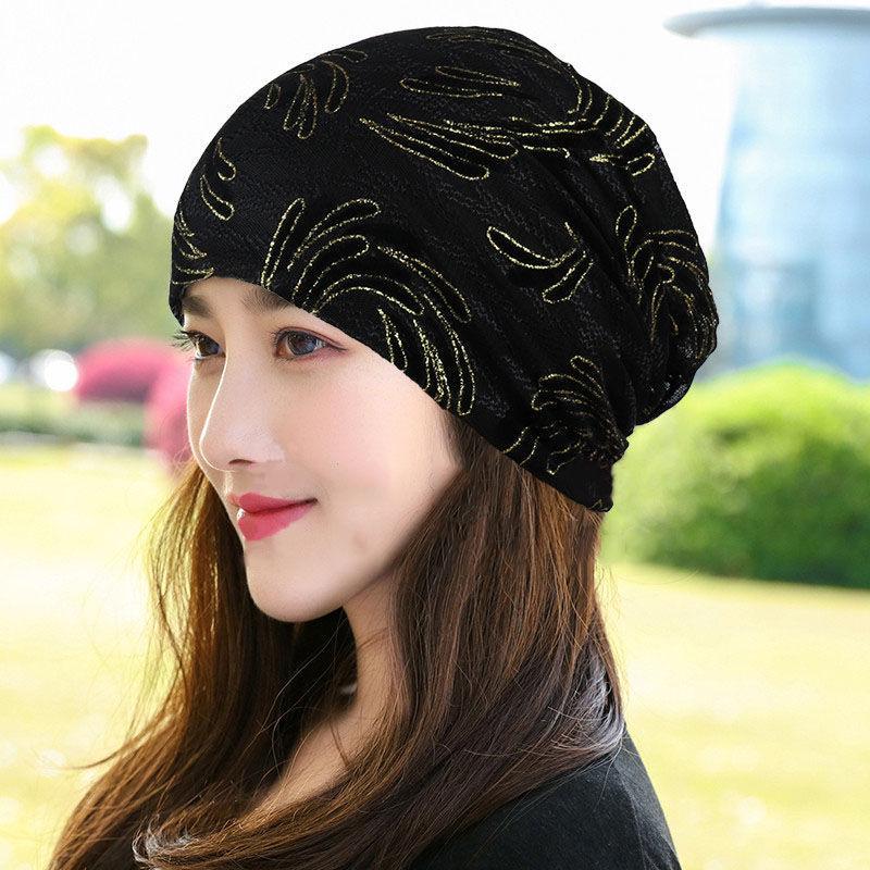 Moon Hat Cotton Breathable Light Turban Cap Air Conditioning Cap Hat Female Spring and Fall Thin Section Lined Head Wrapping Cap