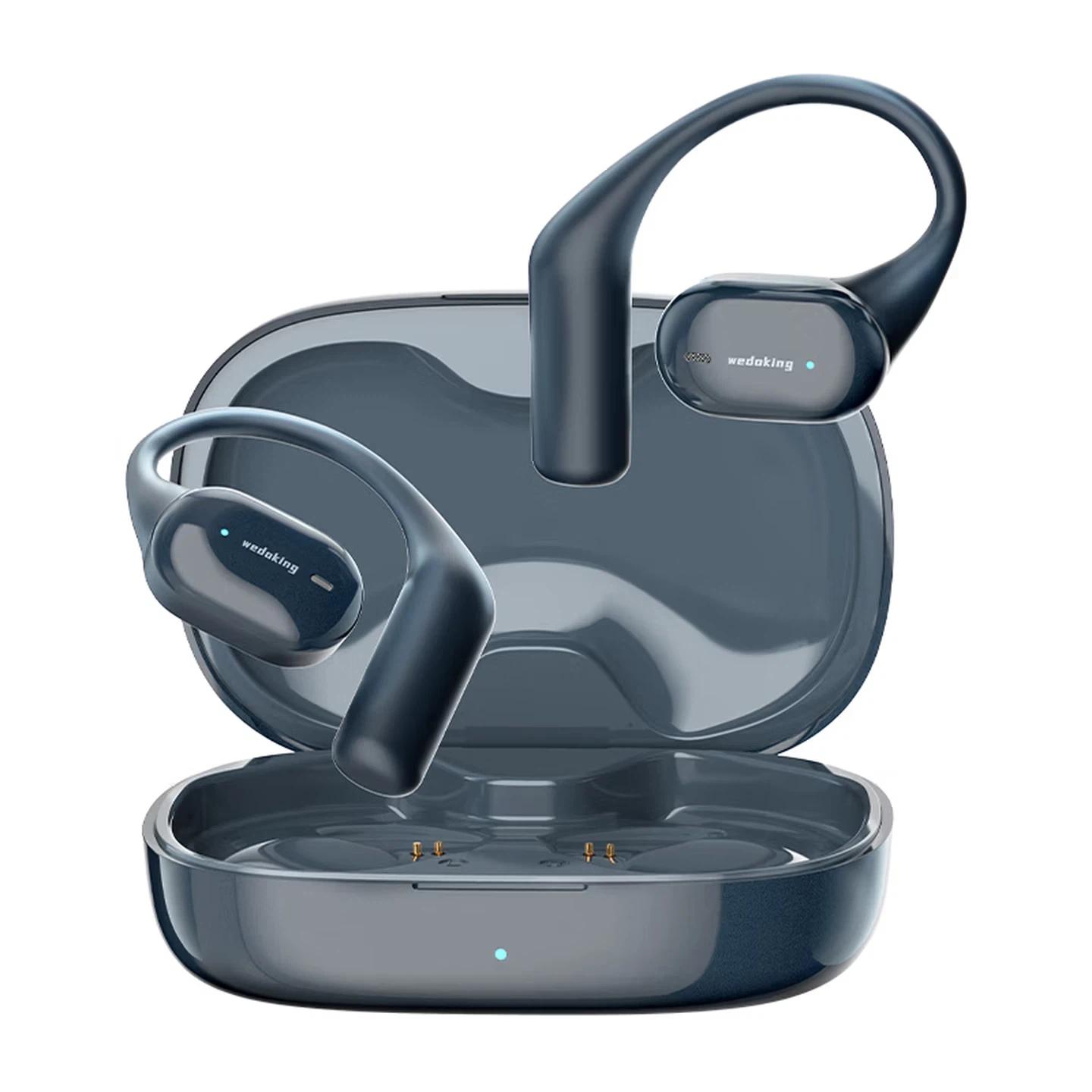 

wedoking Open-Style Bluetooth Wireless Earphones, Bone Conduction Concept, Sweat-Resistant, Waterproof, Anti-Slip, Blue